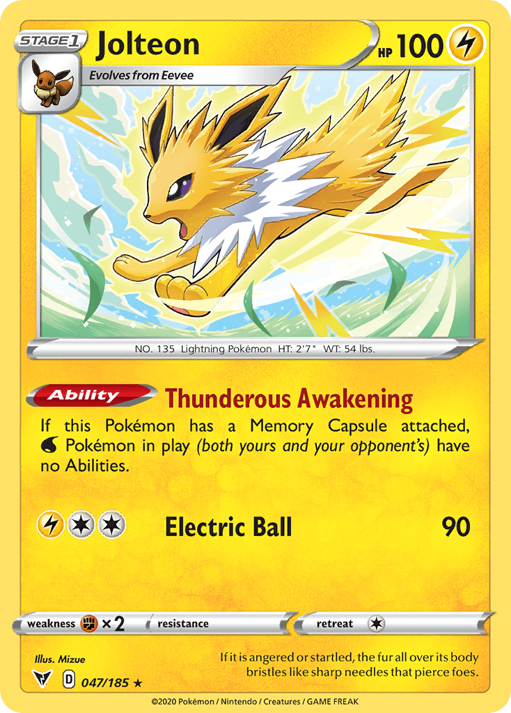 Jolteon z edície Vivid Voltage, karta č.47
