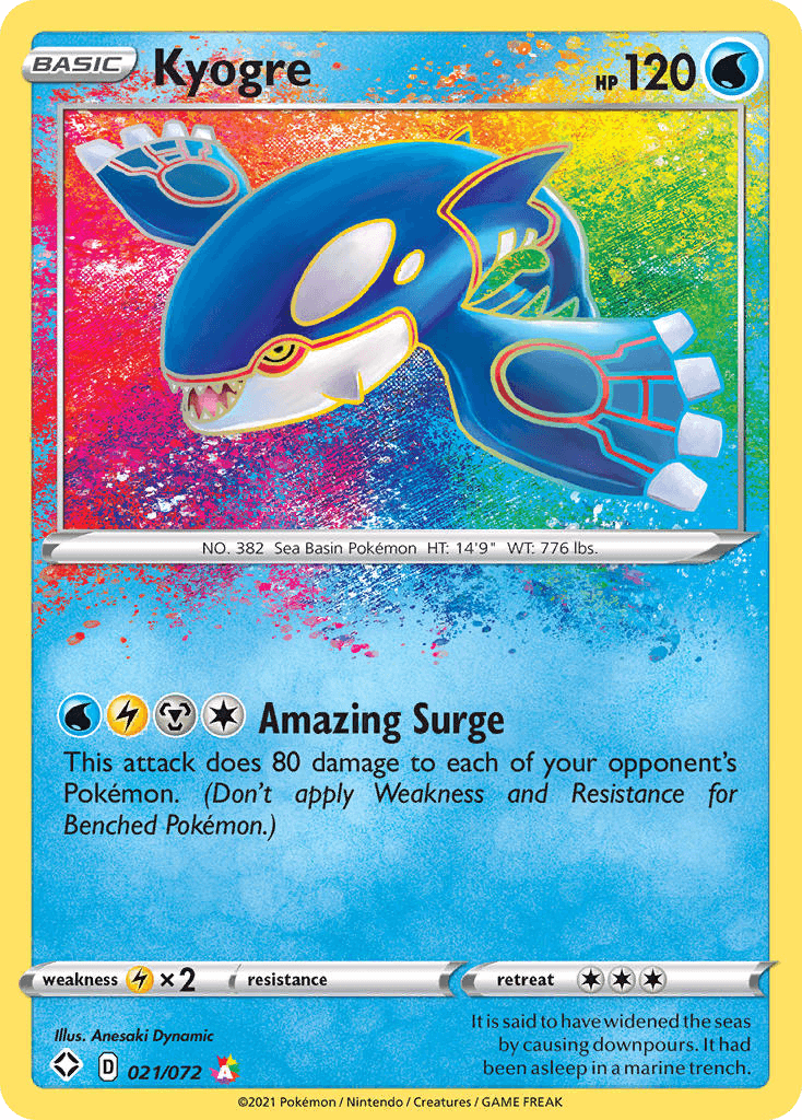 Kyogre z edície Shining Fates, karta č.21