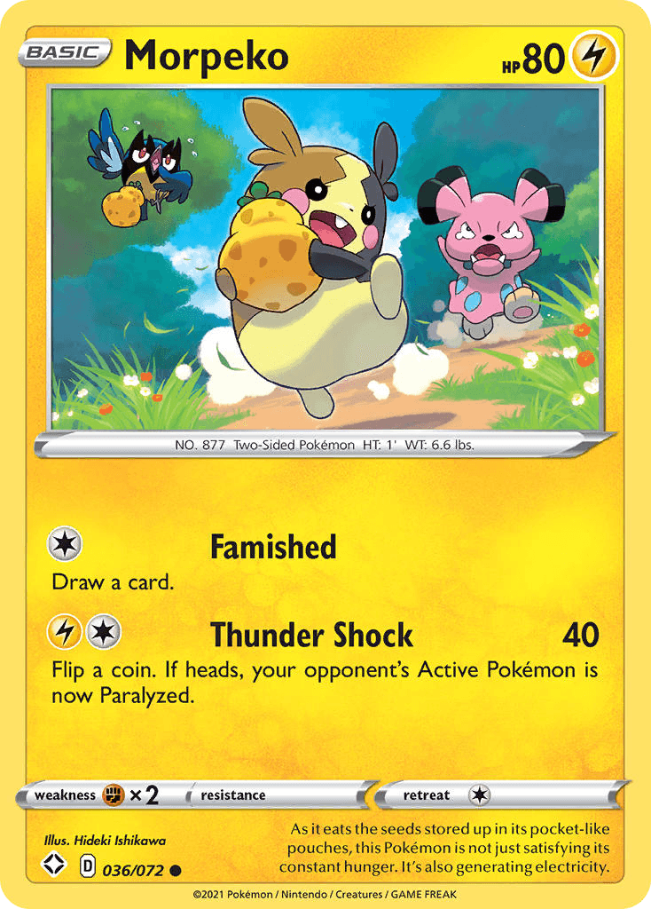 Morpeko z edície Shining Fates, karta č.36