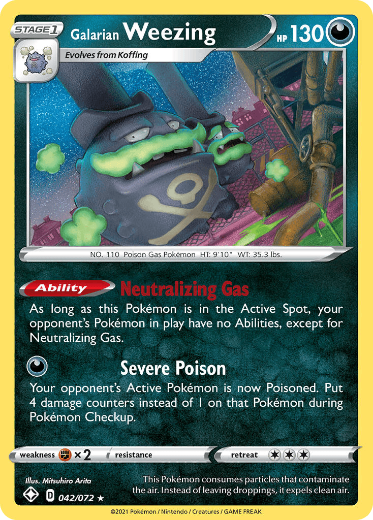 Galarian Weezing z edície Shining Fates, karta č.42