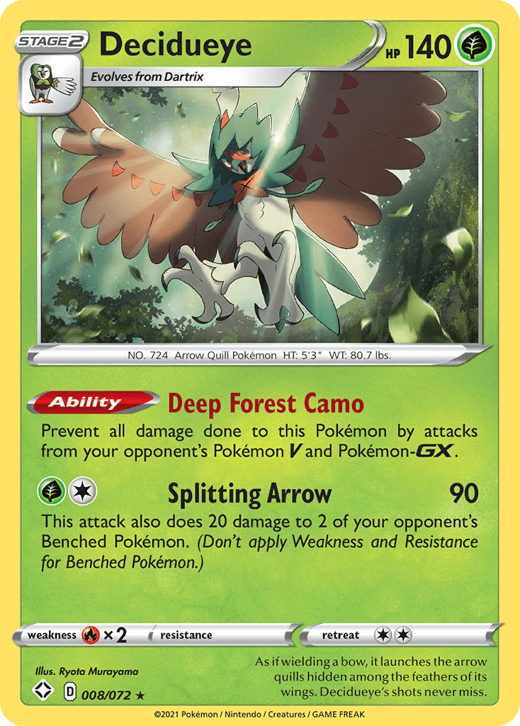 Decidueye z edície Shining Fates, karta č.8