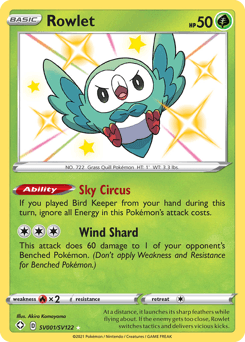 Rowlet z edície Shining Fates Shiny Vault, karta č.SV001