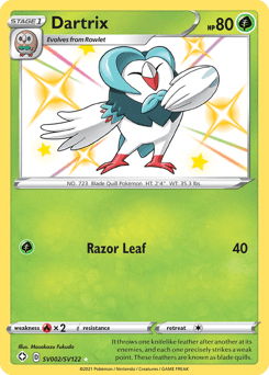Dartrix z edície Shining Fates Shiny Vault, karta č.SV002