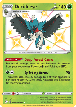 Decidueye z edície Shining Fates Shiny Vault, karta č.SV003
