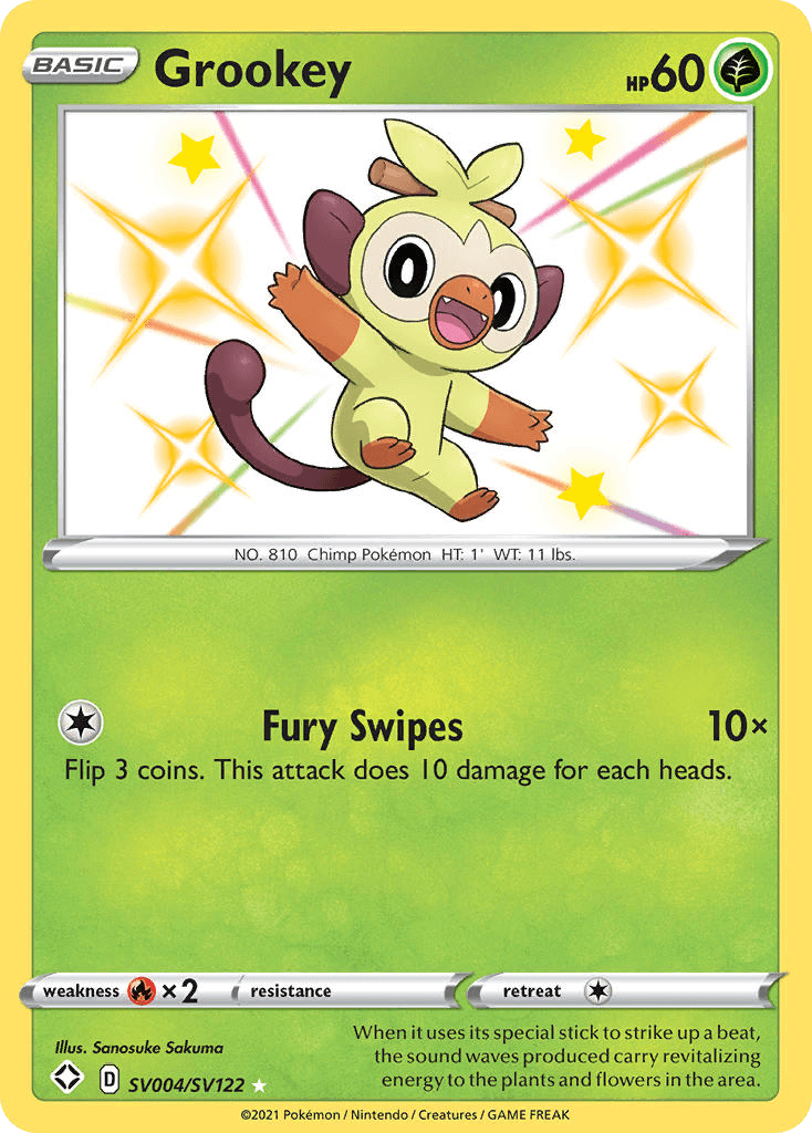 Grookey z edície Shining Fates Shiny Vault, karta č.SV004