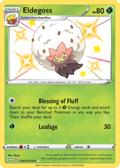 Eldegoss z edície Shining Fates Shiny Vault, karta č.SV011
