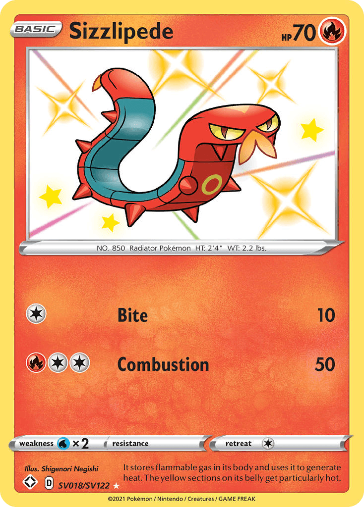 Sizzlipede z edície Shining Fates Shiny Vault, karta č.SV018