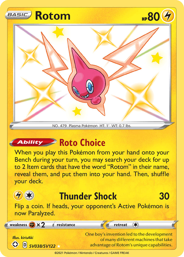 Rotom z edície Shining Fates Shiny Vault, karta č.SV038