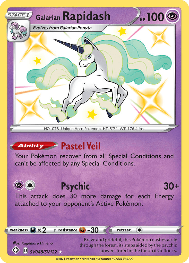 Galarian Rapidash z edície Shining Fates Shiny Vault, karta č.SV048