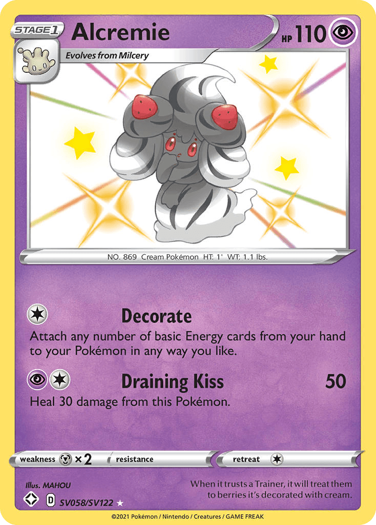 Alcremie z edície Shining Fates Shiny Vault, karta č.SV058