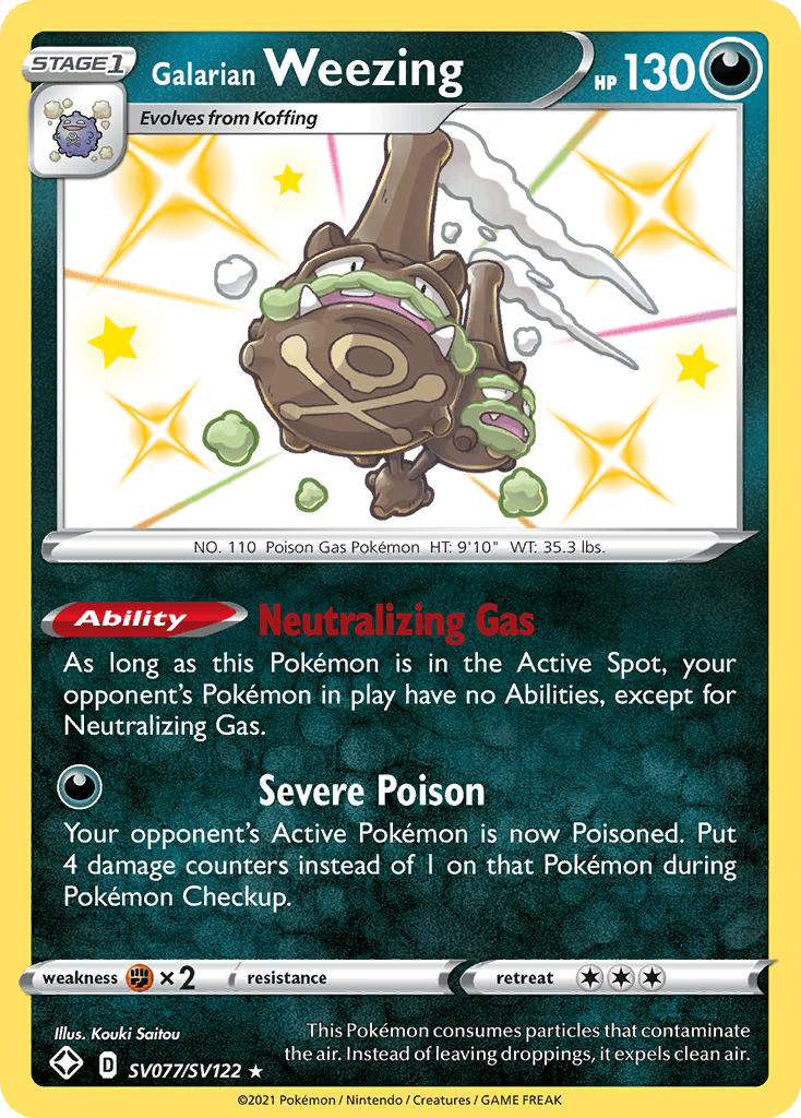 Galarian Weezing z edície Shining Fates Shiny Vault, karta č.SV077