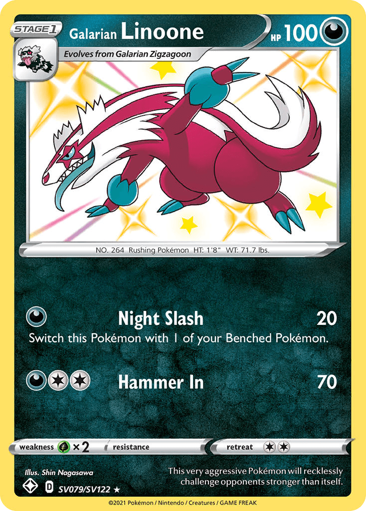 Galarian Linoone z edície Shining Fates Shiny Vault, karta č.SV079