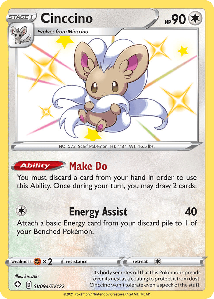 Cinccino z edície Shining Fates Shiny Vault, karta č.SV094