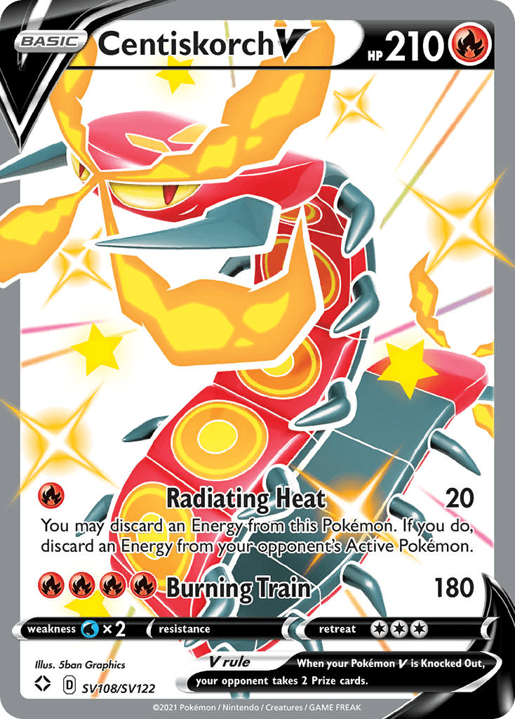 Centiskorch V z edície Shining Fates Shiny Vault, karta č.SV108