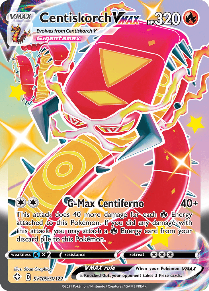 Centiskorch VMAX z edície Shining Fates Shiny Vault, karta č.SV109
