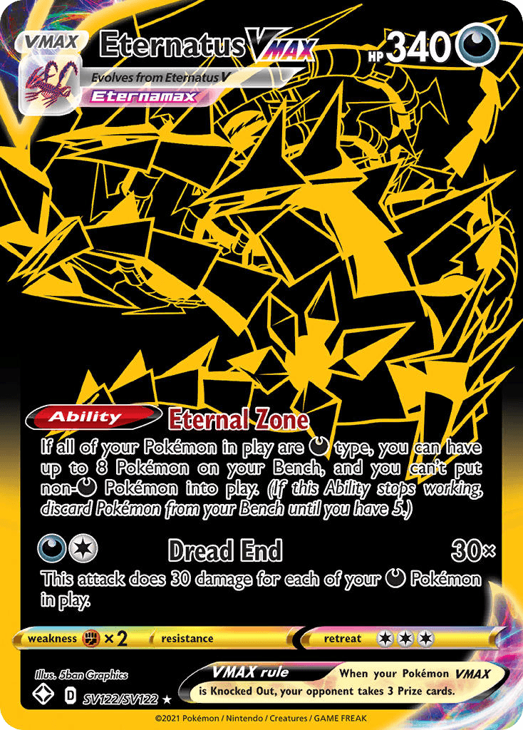 Eternatus VMAX z edície Shining Fates Shiny Vault, karta č.SV122