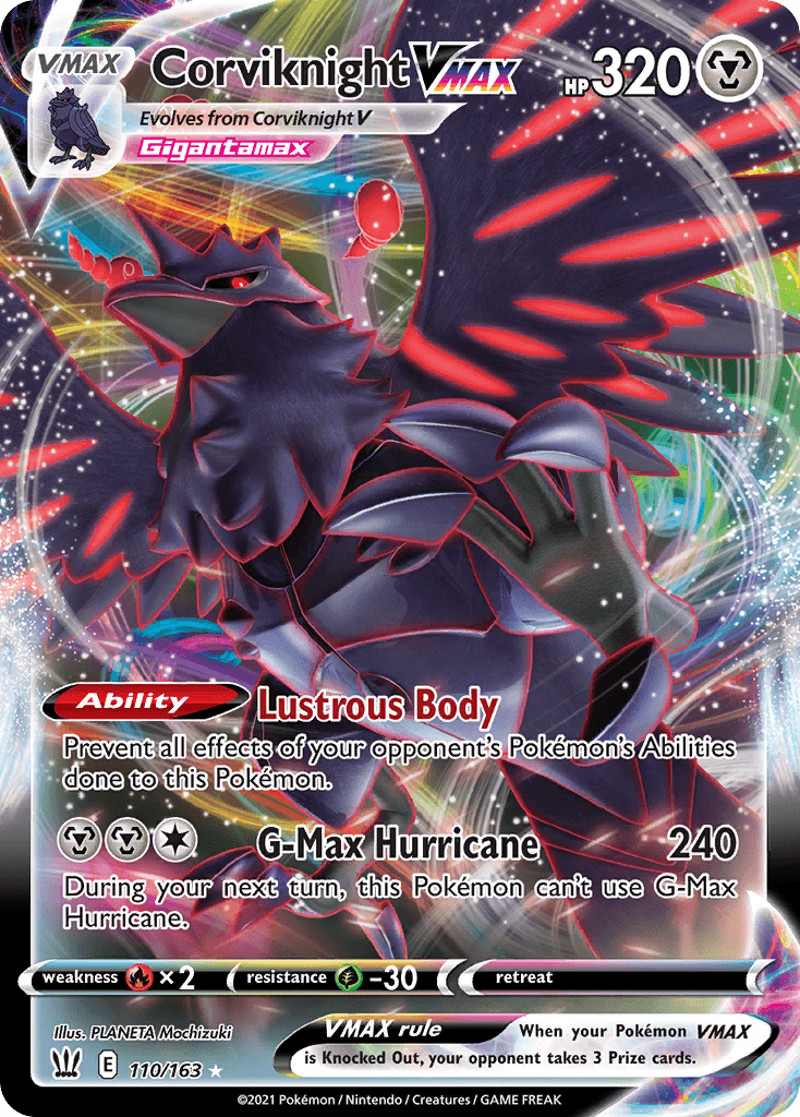 Corviknight VMAX z edície Battle Styles, karta č.110
