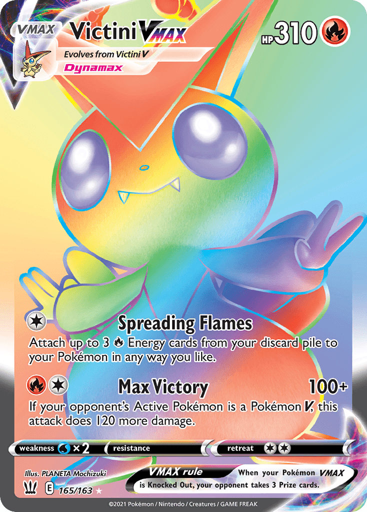 Victini VMAX z edície Battle Styles, karta č.165