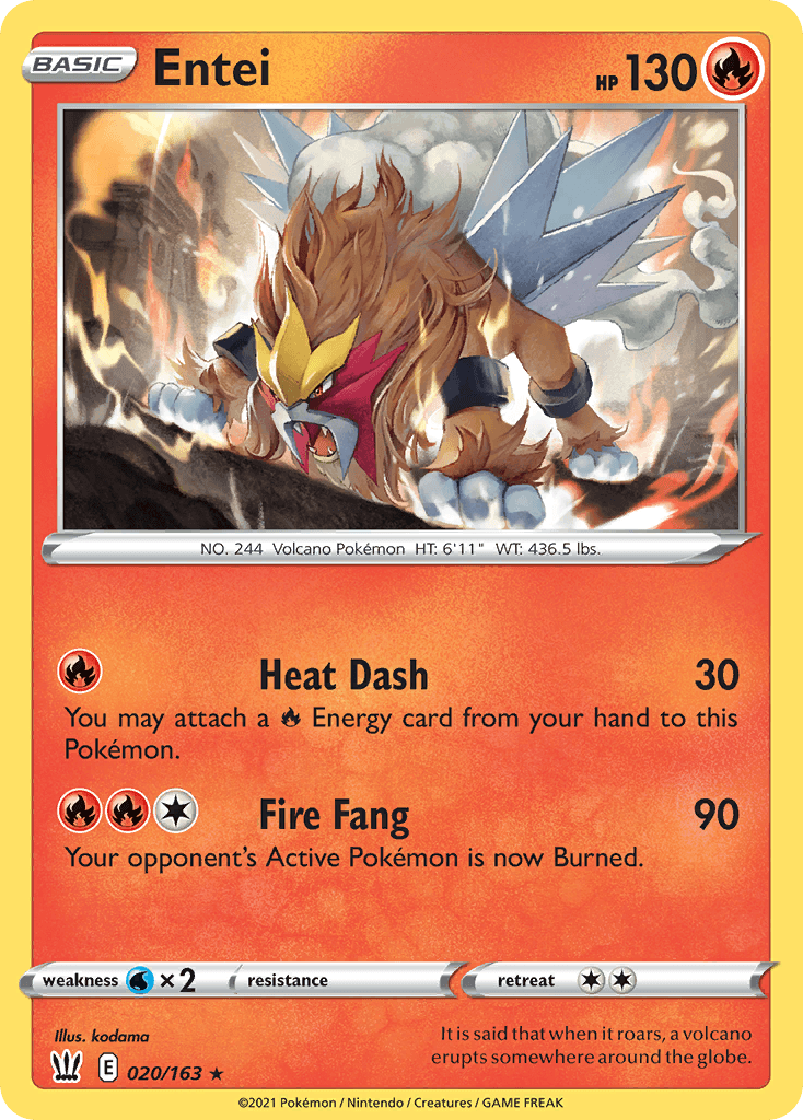 Entei z edície Battle Styles, karta č.20