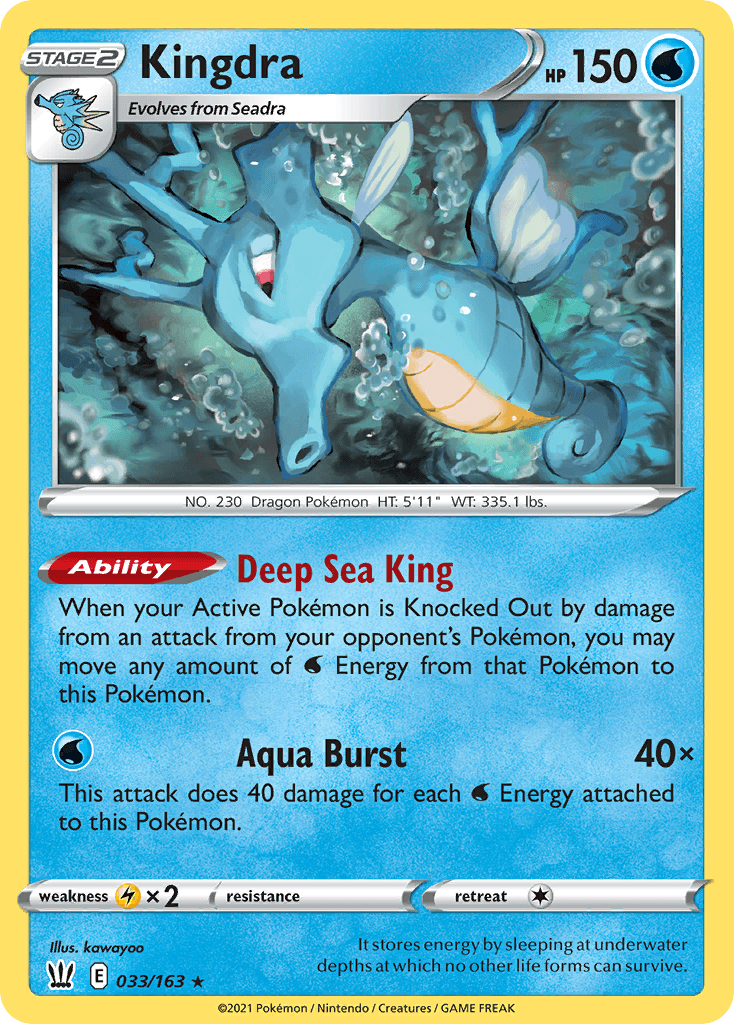Kingdra z edície Battle Styles, karta č.33