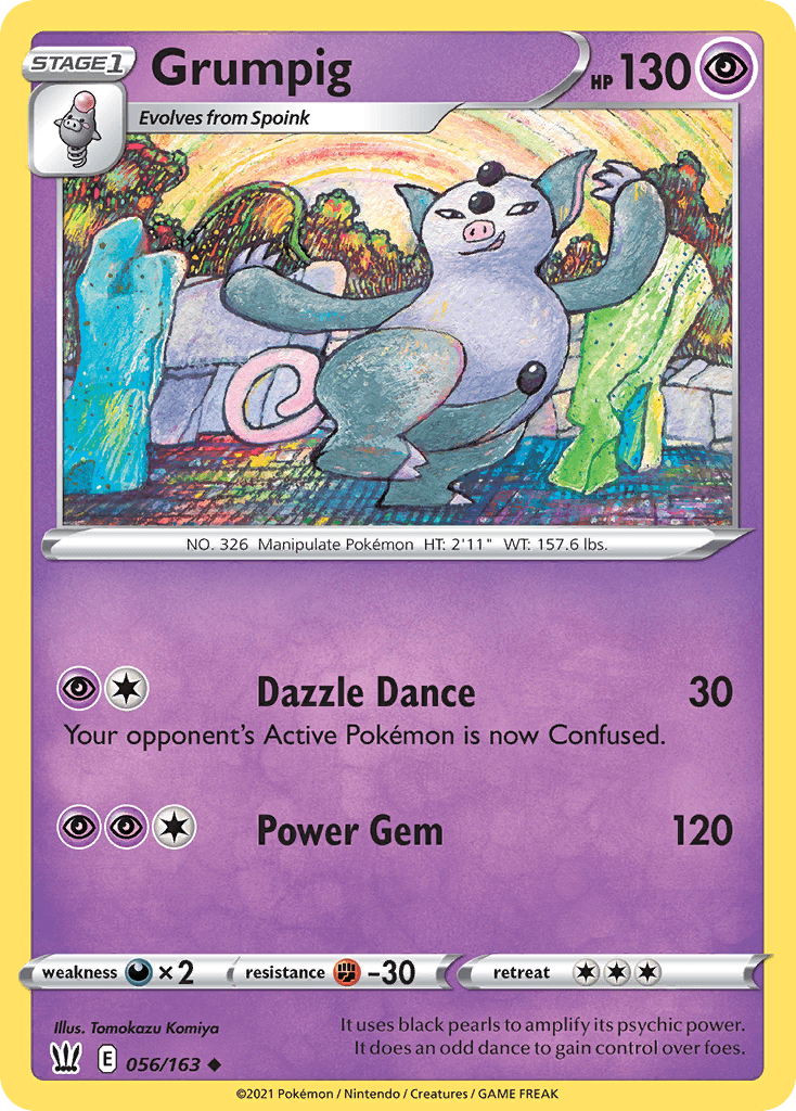 Grumpig z edície Battle Styles, karta č.56