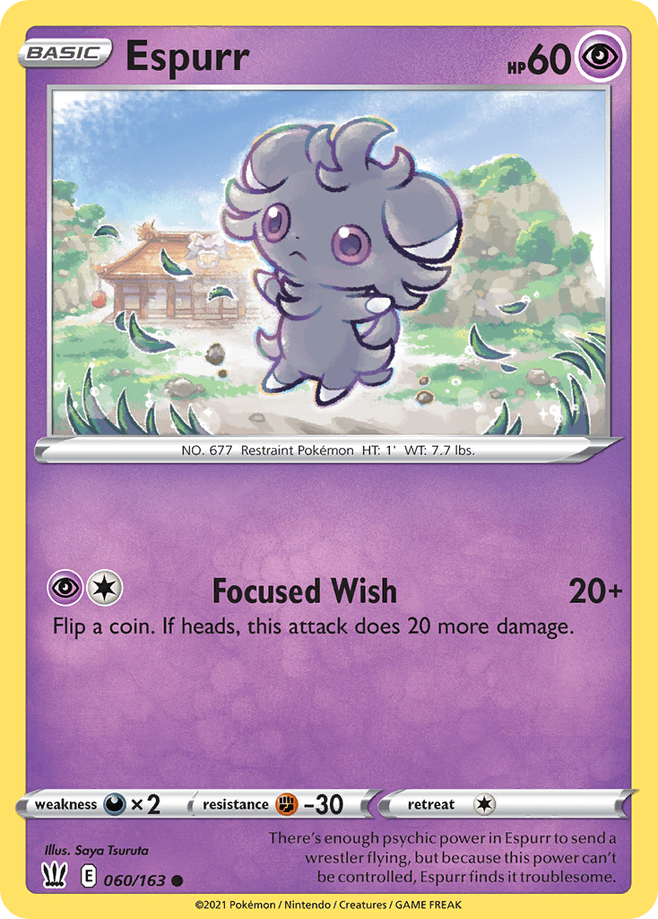 Espurr z edície Battle Styles, karta č.60
