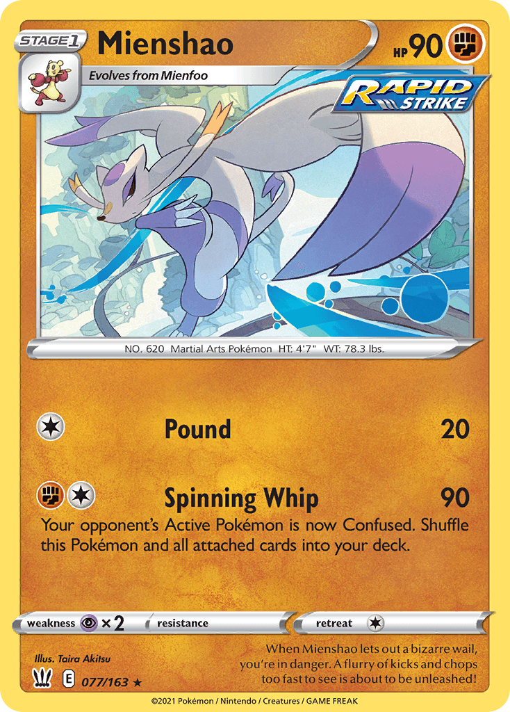 Mienshao z edície Battle Styles, karta č.77