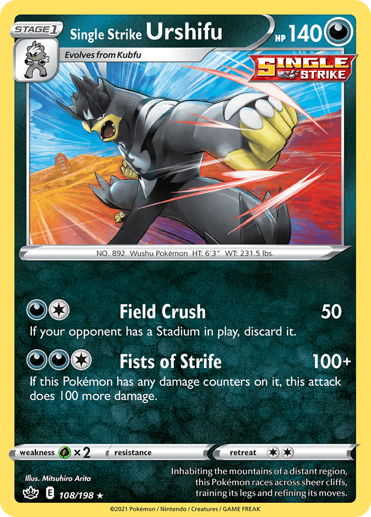 Single Strike Urshifu z edície Chilling Reign, karta č.108