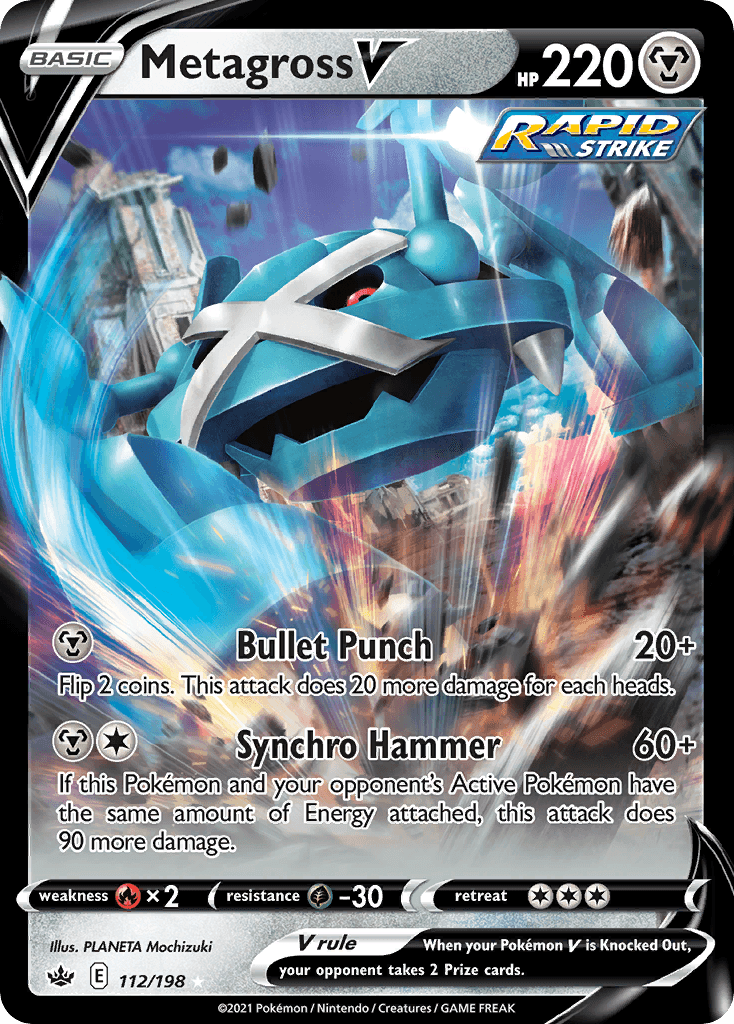 Metagross V z edície Chilling Reign, karta č.112