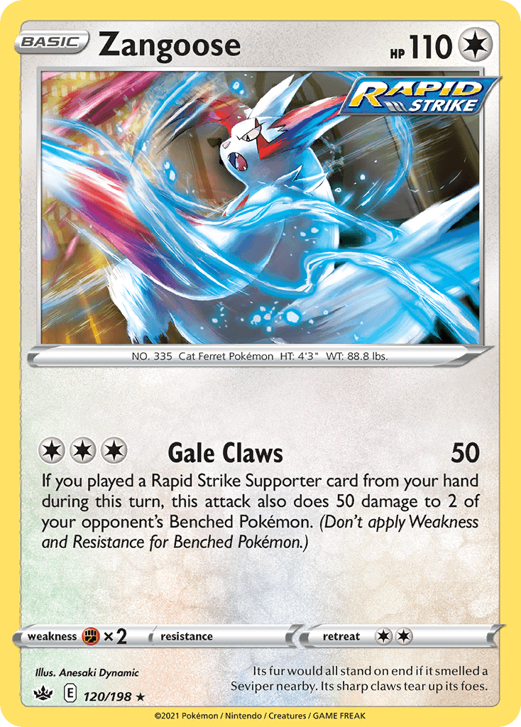 Zangoose z edície Chilling Reign, karta č.120