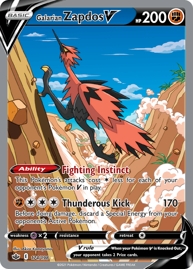 Galarian Zapdos V z edície Chilling Reign, karta č.174