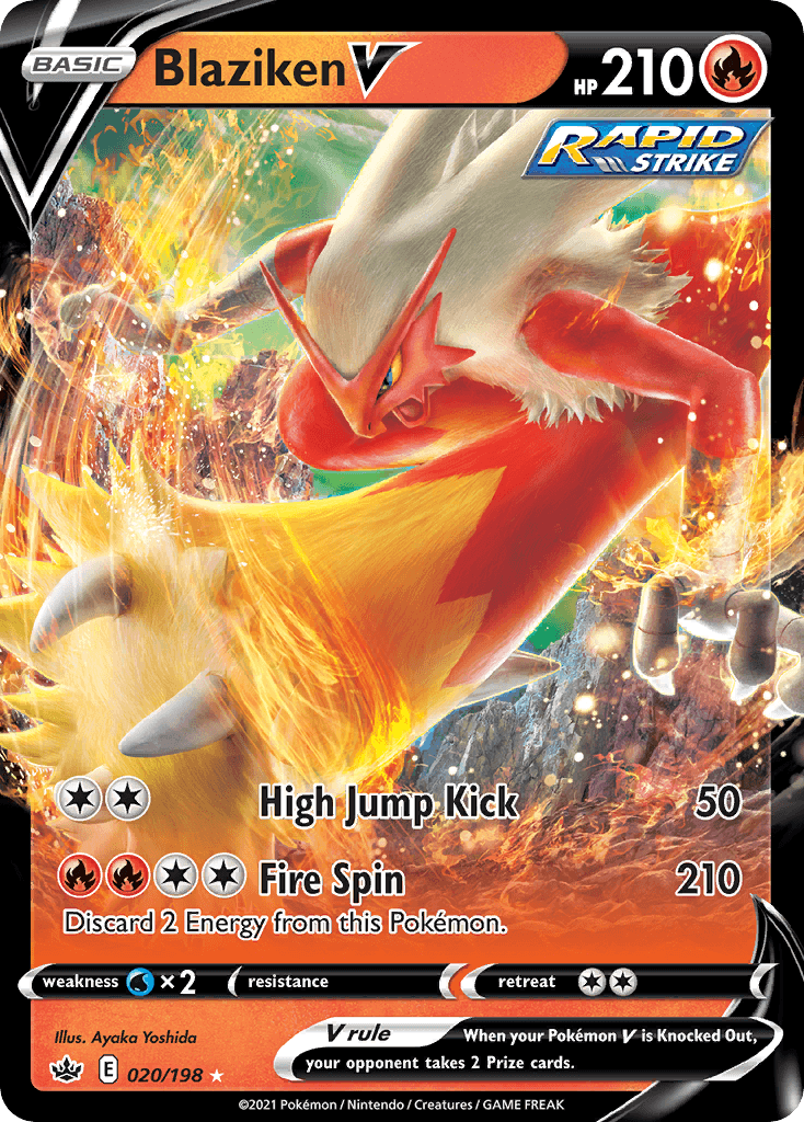 Blaziken V z edície Chilling Reign, karta č.20