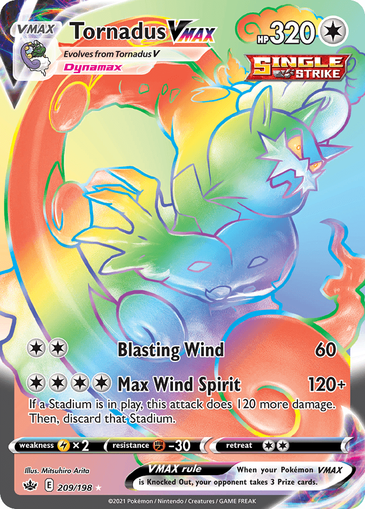 Tornadus VMAX z edície Chilling Reign, karta č.209