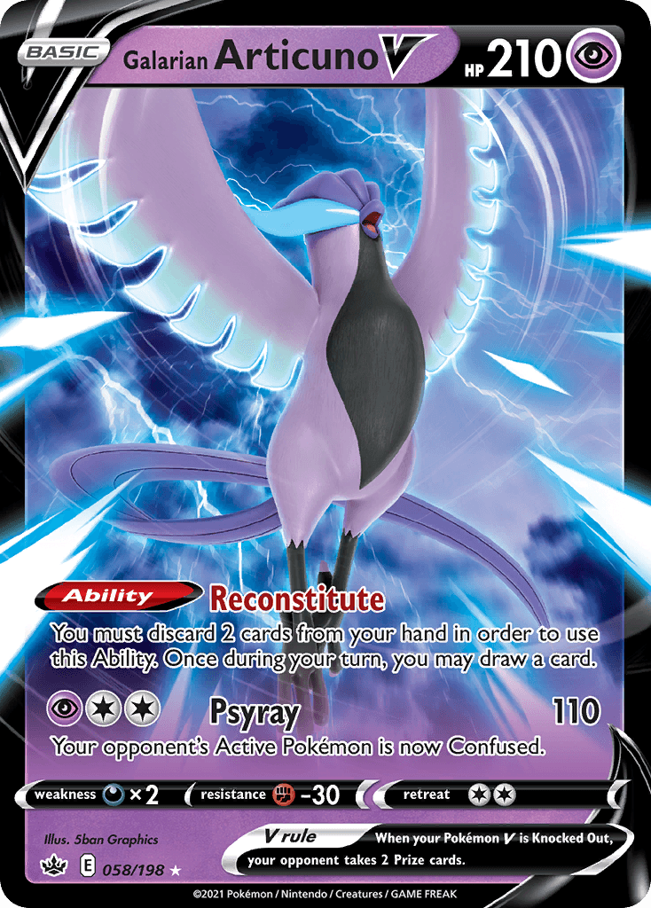 Galarian Articuno V z edície Chilling Reign, karta č.58