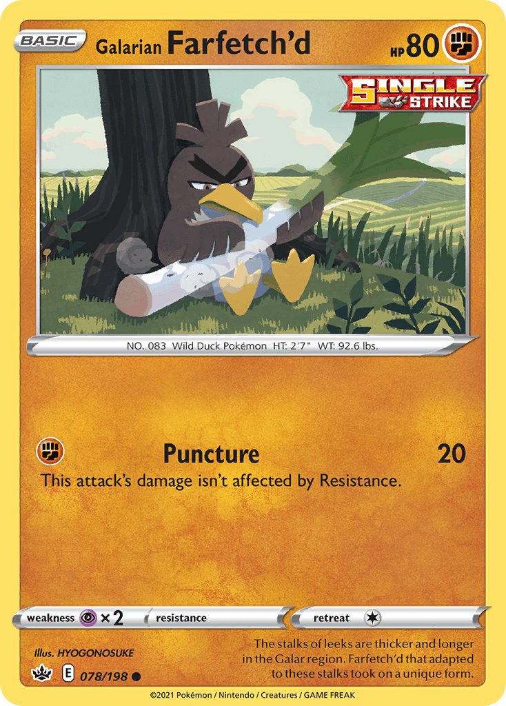 Galarian Farfetch'd z edície Chilling Reign, karta č.78