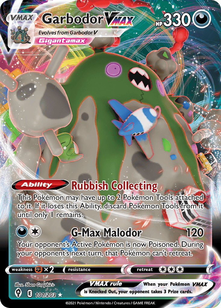 Garbodor VMAX z edície Evolving Skies, karta č.101