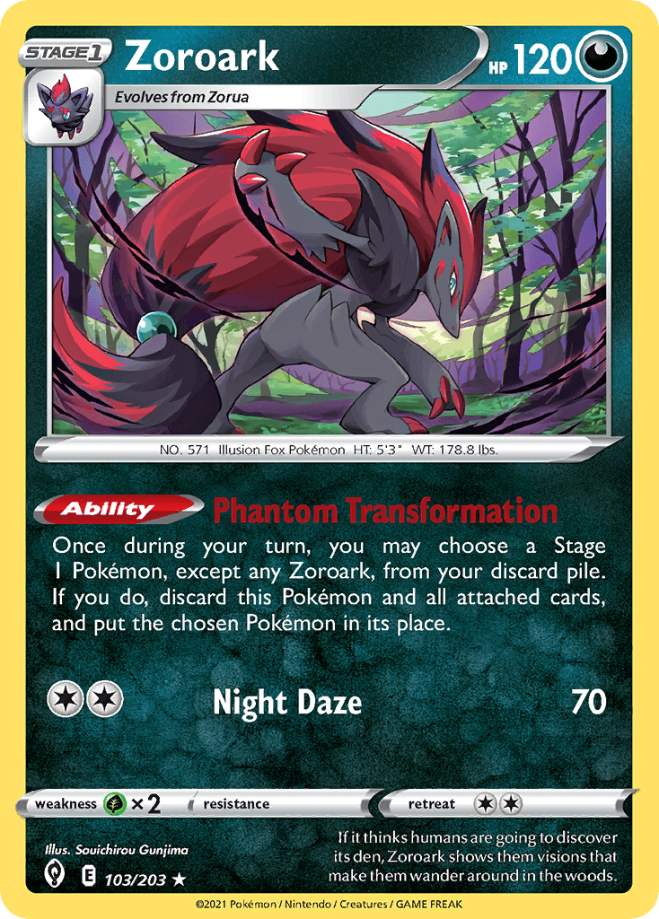 Zoroark z edície Evolving Skies, karta č.103