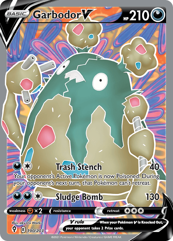 Garbodor V z edície Evolving Skies, karta č.190