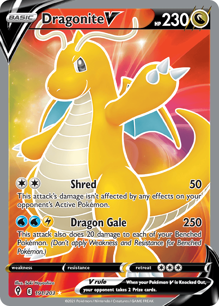 Dragonite V z edície Evolving Skies, karta č.191