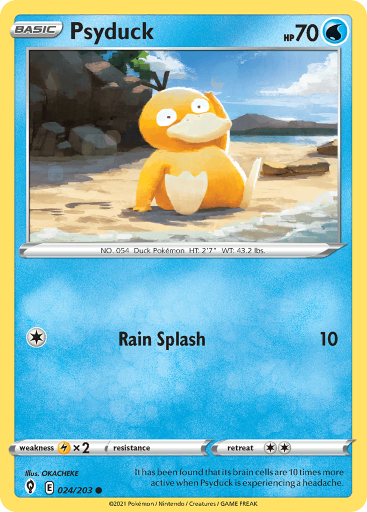 Psyduck z edície Evolving Skies, karta č.24