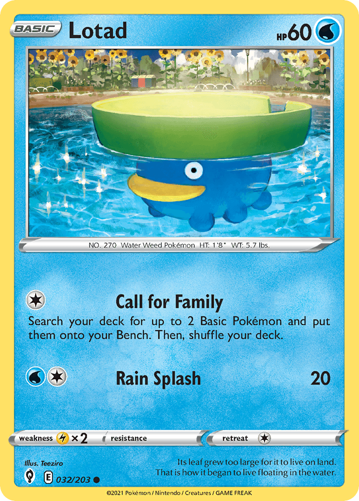 Lotad z edície Evolving Skies, karta č.32