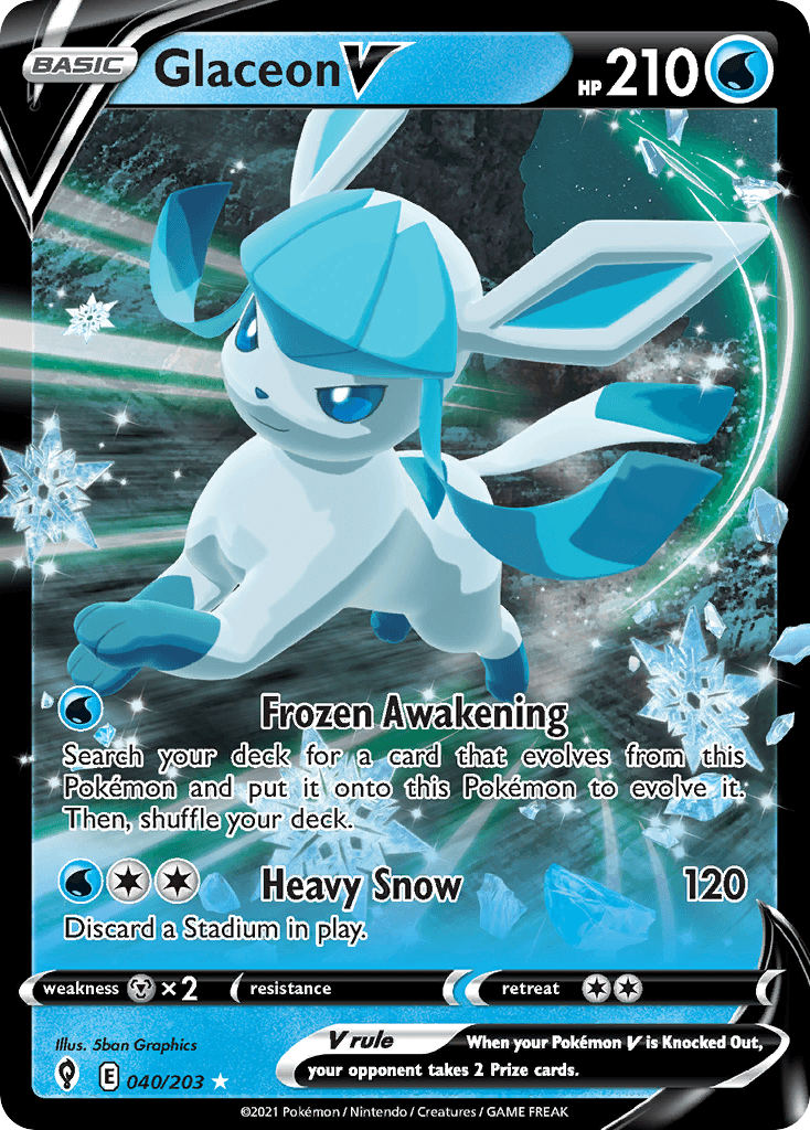 Glaceon V z edície Evolving Skies, karta č.40