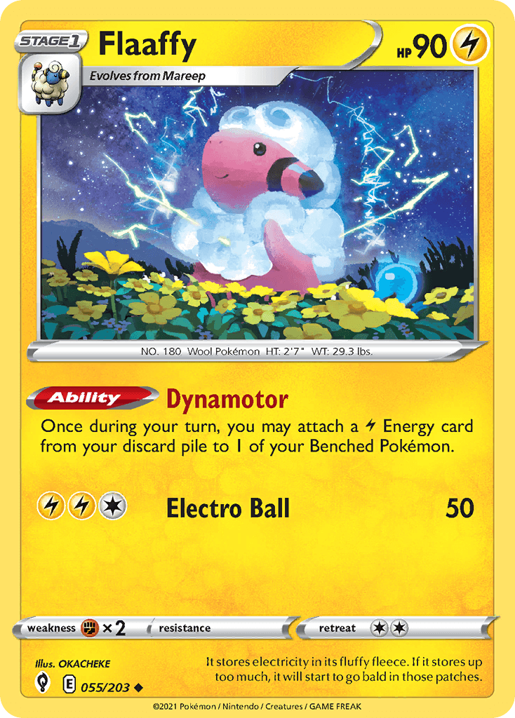 Flaaffy z edície Evolving Skies, karta č.55