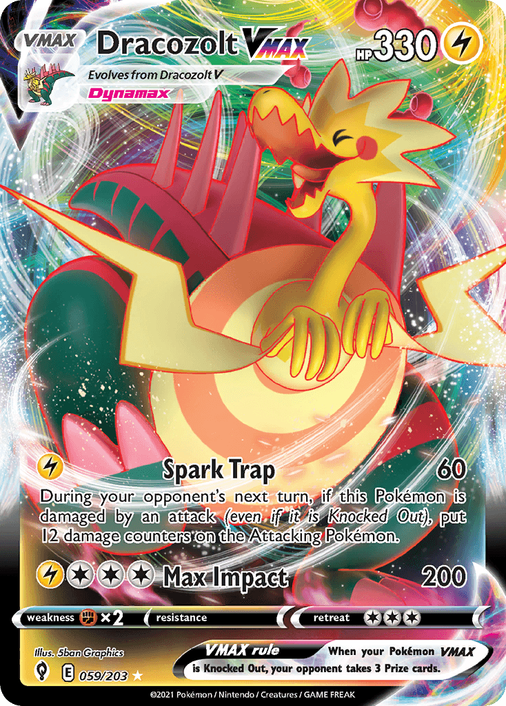 Dracozolt VMAX z edície Evolving Skies, karta č.59