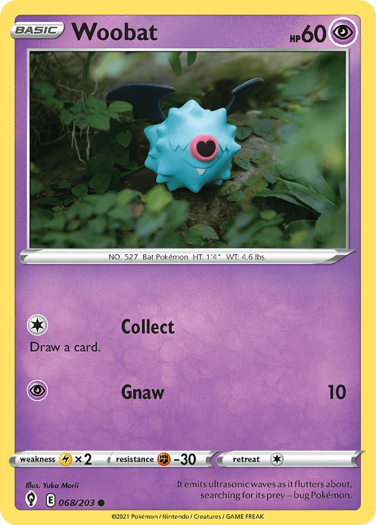 Woobat z edície Evolving Skies, karta č.68