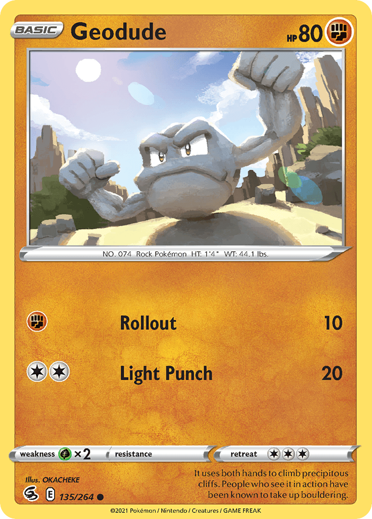 Geodude z edície Fusion Strike, karta č.135