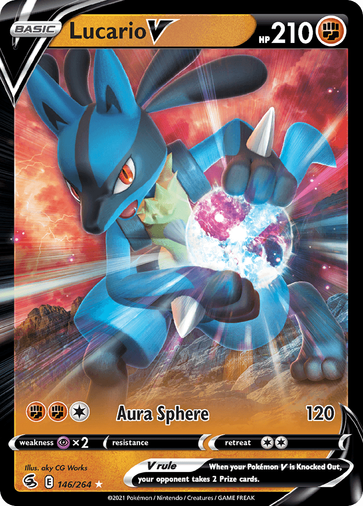 Lucario V z edície Fusion Strike, karta č.146