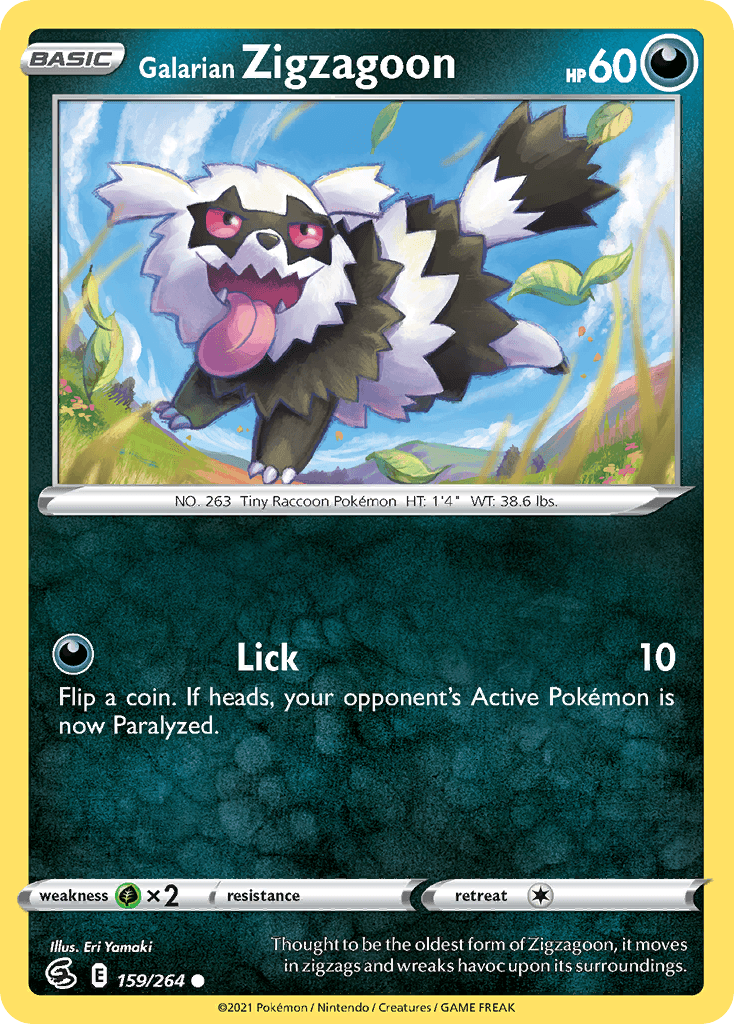 Galarian Zigzagoon z edície Fusion Strike, karta č.159