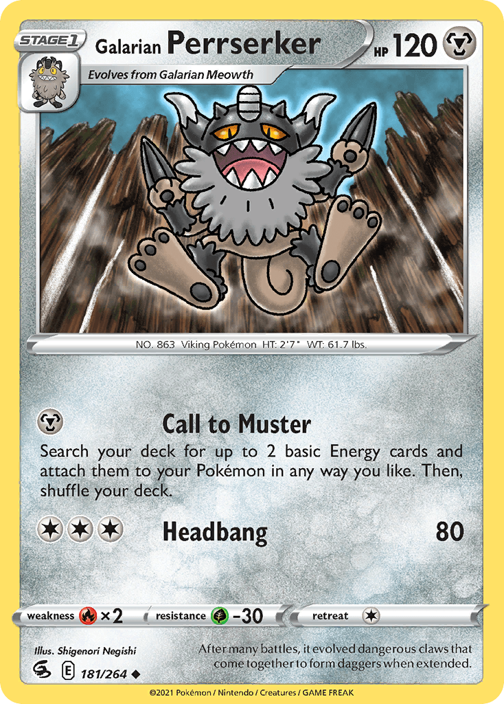 Galarian Perrserker z edície Fusion Strike, karta č.181