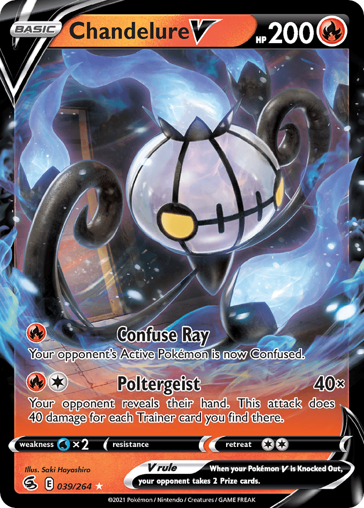 Chandelure V z edície Fusion Strike, karta č.39